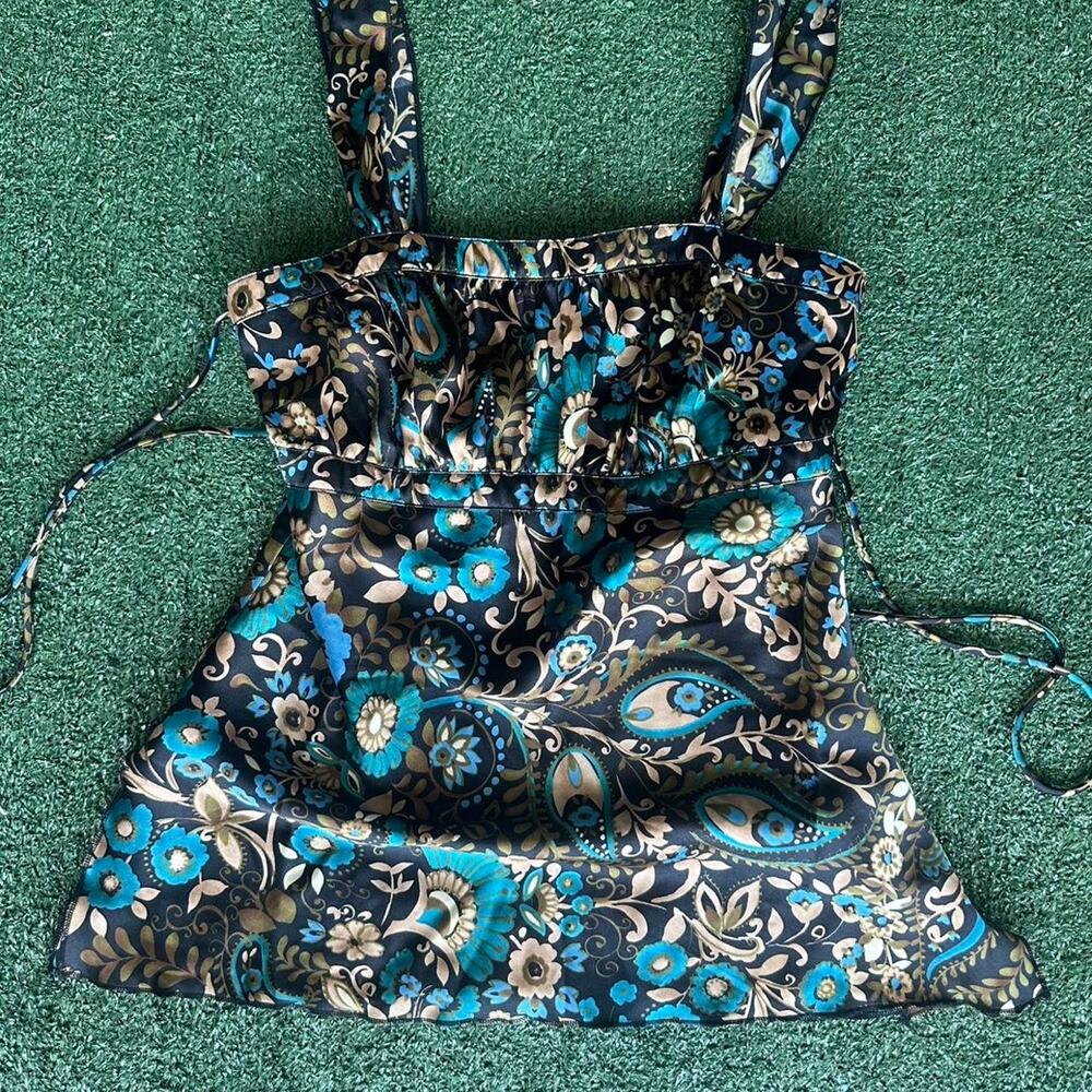 y2k vtg blue paisley cami top